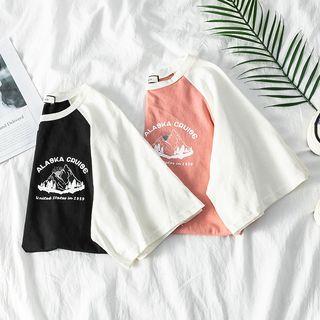 Color-block Short-sleeve Print T-shirt