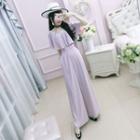 Short-sleeve Chiffon Wide-leg Jumpsuit