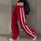Striped Mid Rise Wide Leg Pants