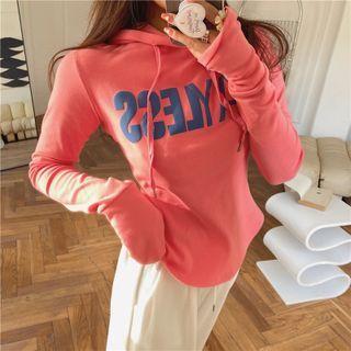Lettering Print Slim Fit Hoodie