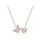Fashion And Elegant Plated Rose Gold 316l Stainless Steel Double Butterfly Necklace With Cubic Zircon Rose Gold - One Size