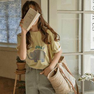 Elephant Print Boxy-fit T-shirt