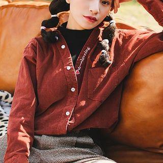 Set: Mock-neck Vest + Corduroy Shirt