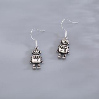 Robot Alloy Dangle Earring 1 Pair - Silver - One Size