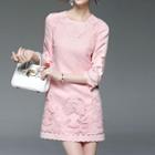 3/4-sleeve Cut Out A-line Dress