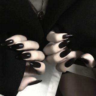 Pointed Faux Nail Tip 297 - Glue - Black - One Size