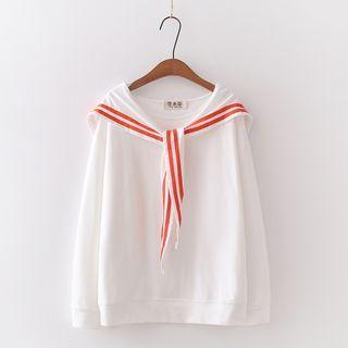 Round-neck Plain Pullover With Shawl