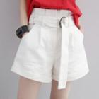 Pleated Tulip Shorts With Belt