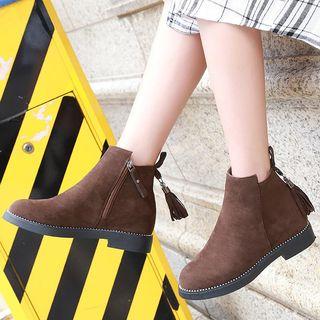 Faux Leather Fringed Chelsea Ankle Boots