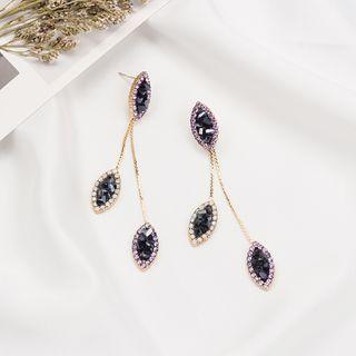 Rhinestone Leaf Dangle Earring 1 Pair - E2452 - As Shown In Figure - One Size