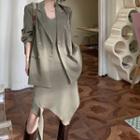 Double Breasted Coat / Spaghetti Strap Dress