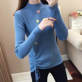 Mock-neck Drawstring Sweater