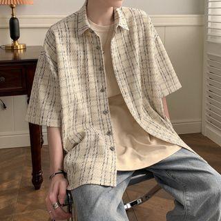 Elbow-sleeve Tweed Shirt