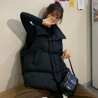 Mock-neck Long-sleeve Top / Padded Zip Vest
