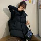Mock-neck Long-sleeve Top / Padded Zip Vest