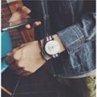 Metal / Striped Canvas Strap Watch