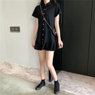 Ruffled Mini Shirtdress