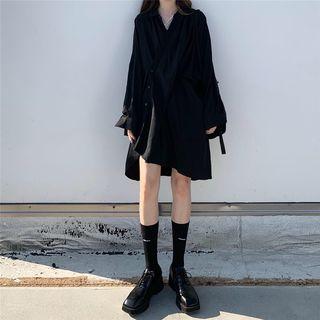 Loose-fit Asymmetric Shirtdress Black - One Size