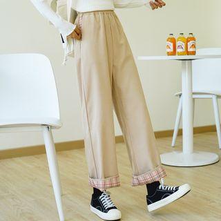 High Waist Wide-leg Pants Khaki - One Size