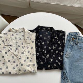 Short Sleeve Dandelion Print Shirt