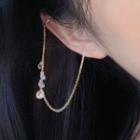 Rhinestone Chain Earring 1 Pc - 0782a - Earring - Gold - One Size