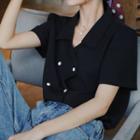 Short-sleeve Open-collar Double-breasted Shirt