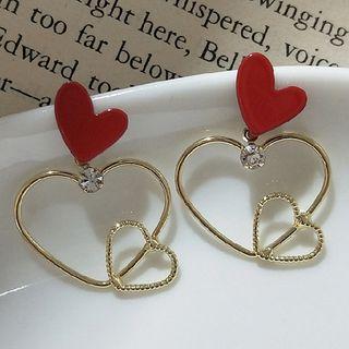 925 Sterling Silver Heart Drop Earring 1 Pair - 925 Silver Earrings - As Shown In Figure - One Size