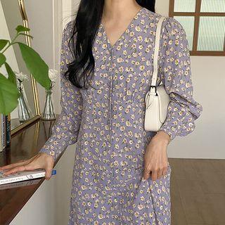 Plus Size Button-up Maxi Floral Dress
