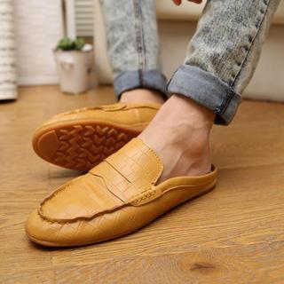 Faux-leather Backless Loafers