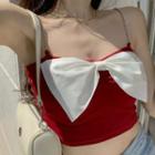 Chain Strap Bow Camisole Top Red - One Size