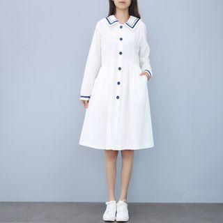 Long-sleeve Sailor Collar A-line Shirtdress