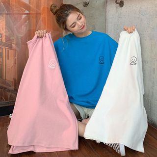 Short-sleeve Smile Face Round Neck T-shirt