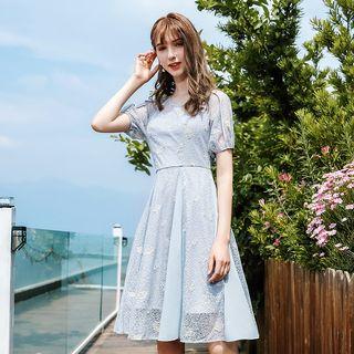 Short-sleeve Mesh Lace Dress