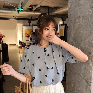 Short-sleeve Heart Pattern Top