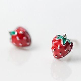 925 Sterling Silver Strawberry Earring 1 Pair - 925 Sterling Silver Earring - One Size