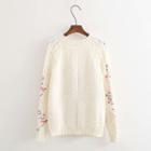 Flower Embroidered Cable-knit Sweater