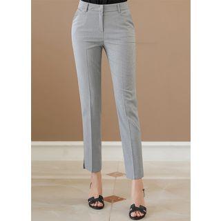 Slit-side Check Slim-fit Dress Pants