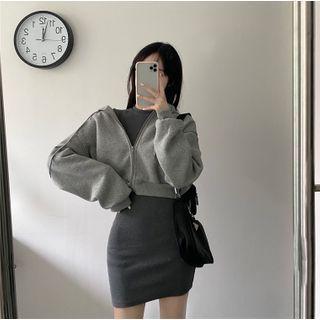 Cropped Hooded Zip Sweatshirt Jacket