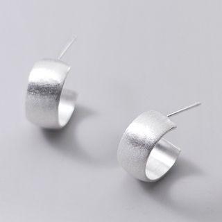 925 Sterling Silver Matte Earring 1 Pair - Silver - One Size