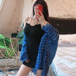 Set: Check Shirt + Strappy Knit Minidress