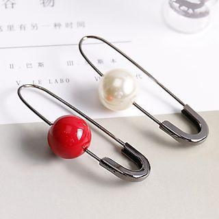 Faux Pearl Safety Pin Brooch