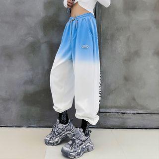Lettering Gradient Harem Pants