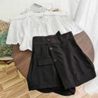 Set: Off-shoulder Blouse + High-waist Skirt
