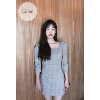 Square-neck Checked Minidress