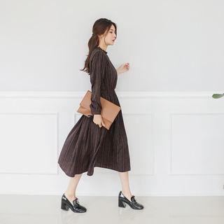 Gathered-waist Patten Long Dress