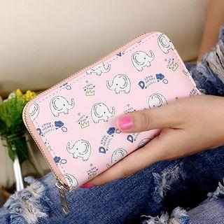 Elephant Print Zip-around Long Wallet