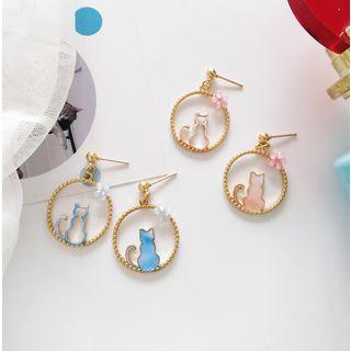 Asymmetric Cat Hoop Drop Earring / Clip-on Earring