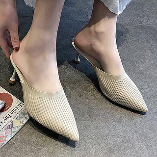 Mesh Kitten Heel Mules