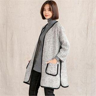 Raglan-sleeve Piped Tweed Jacket