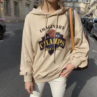 Varsity Letter Hoodie Beige - One Size
